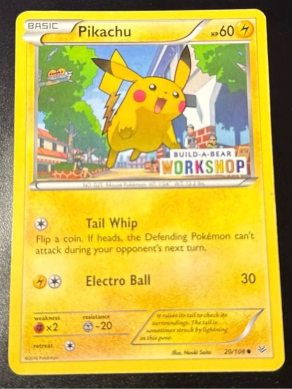 Pikachu 20/108 common build-a-bear workshop Stamped promo art non-HoloFoil 2014